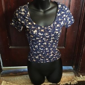 floral crop top shirt xs extra small vintage